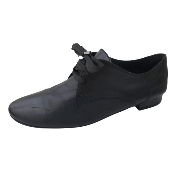 Andre Assous Shoes - Andre Assous Black Leather Lace-Up Derby Shoes Flats Women's Sz 37/6-6.5